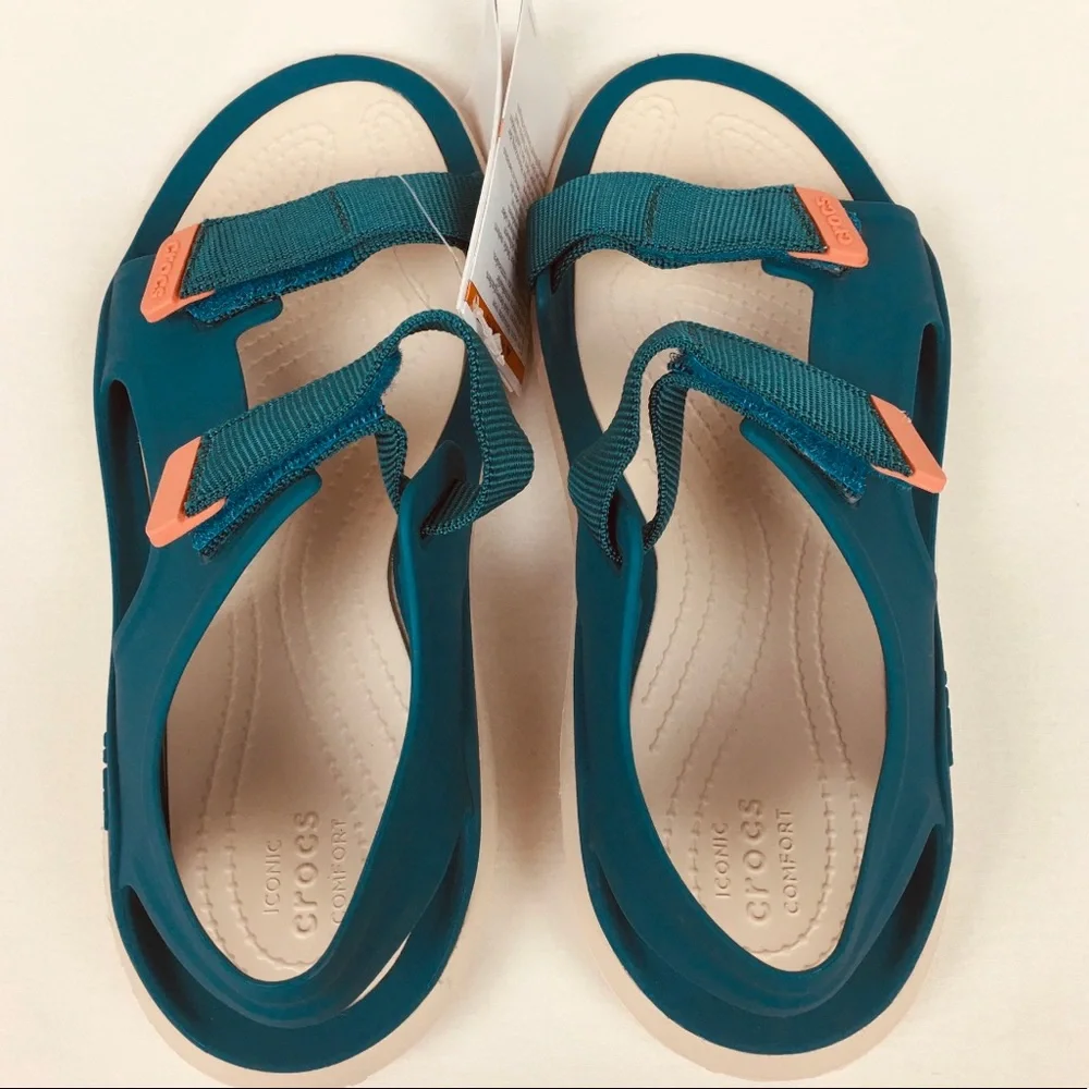 Crocs Swiftwater Expedition Sport comfortable Sandals Teal Women’s Sz 10 new - Picture 4 of 6